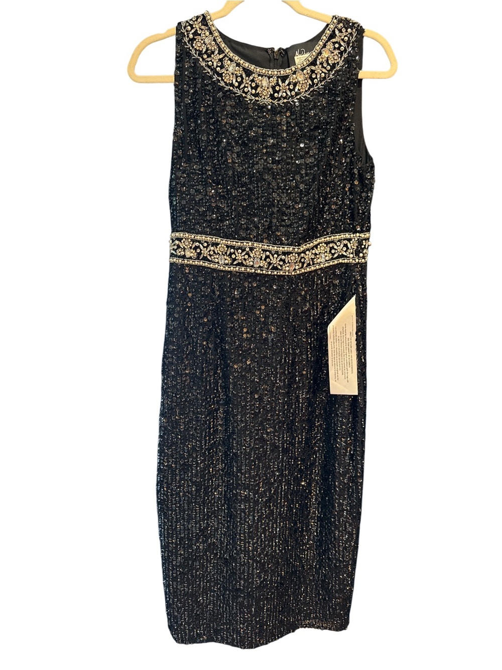 Black Sleeveless Beaded Maxi Dress with Embellished Neckline